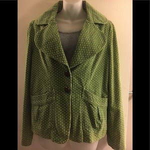 JLO Women’s blazer/coat sz Large Green corduroy